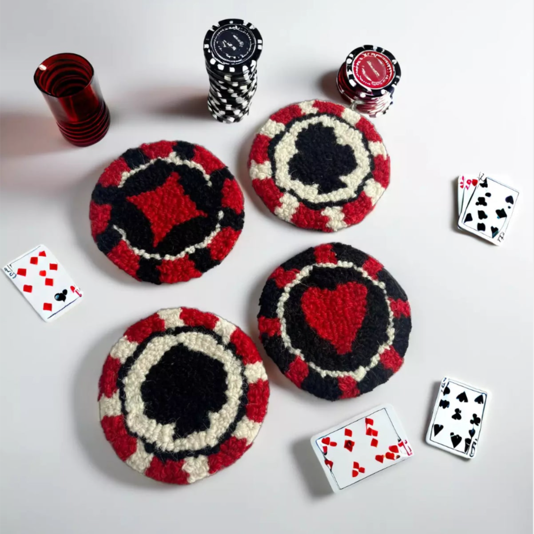 Poker Chips 4 pcs Coasters Set