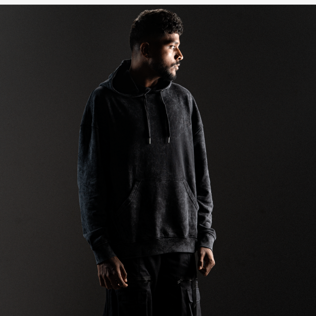 Angel Grey - Drop Shoulder Hoodie Black | Optic Wash