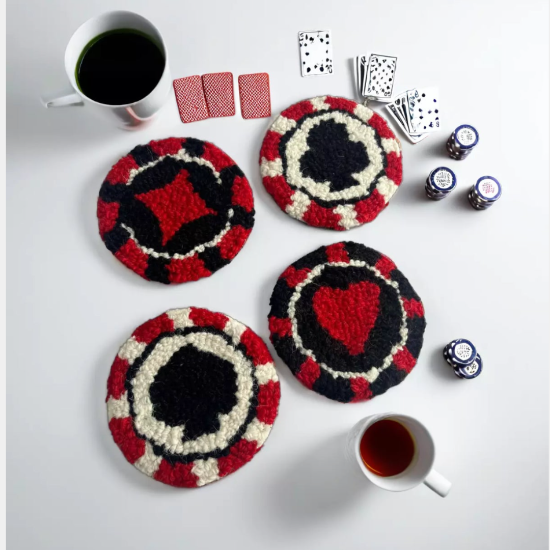 Poker Chips 4 pcs Coasters Set