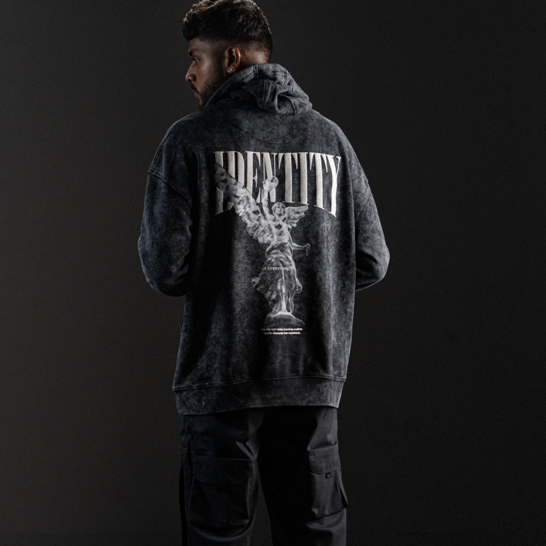 Angel Grey - Drop Shoulder Hoodie Black | Optic Wash