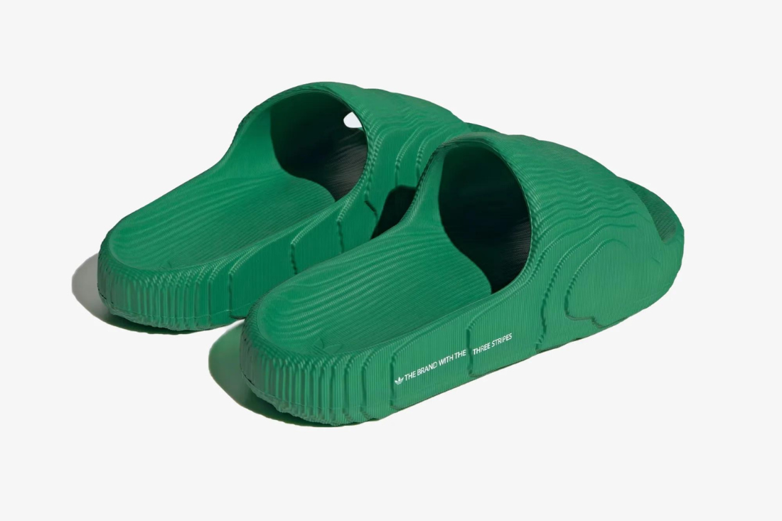Adidas Originals ADILETTE 22 SLIDES 'GREEN / CLOUD WHITE / GREEN'